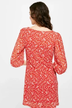 * Vestido Corto Frunces Rojo Clearance