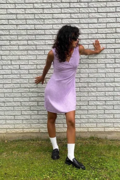 Noisy May Vestido Corto Lino Morado Sale