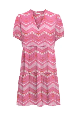 Only Vestido Corto Manga Corta Rosa Hot