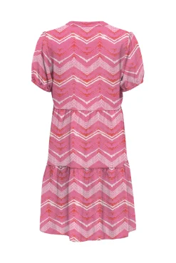 Only Vestido Corto Manga Corta Rosa Hot