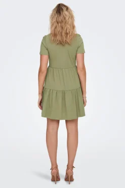 Only Vestido Corto Manga Corta Verde Sale