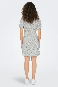 Only Vestido Corto Manga Corta Turquesa Hot