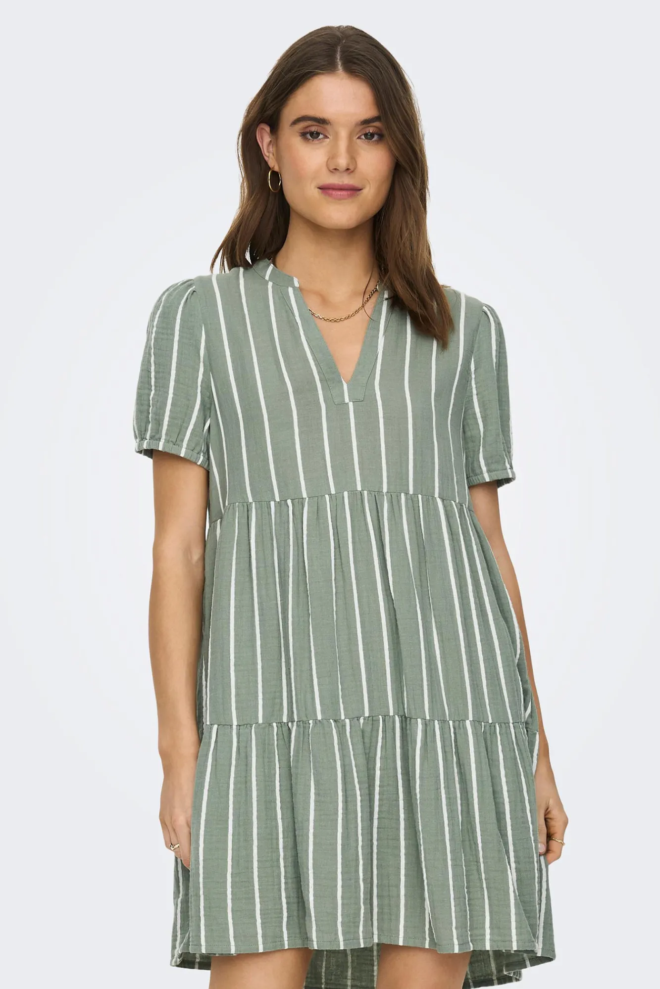 Only Vestido Corto Manga Corta Kaki Claro Discount