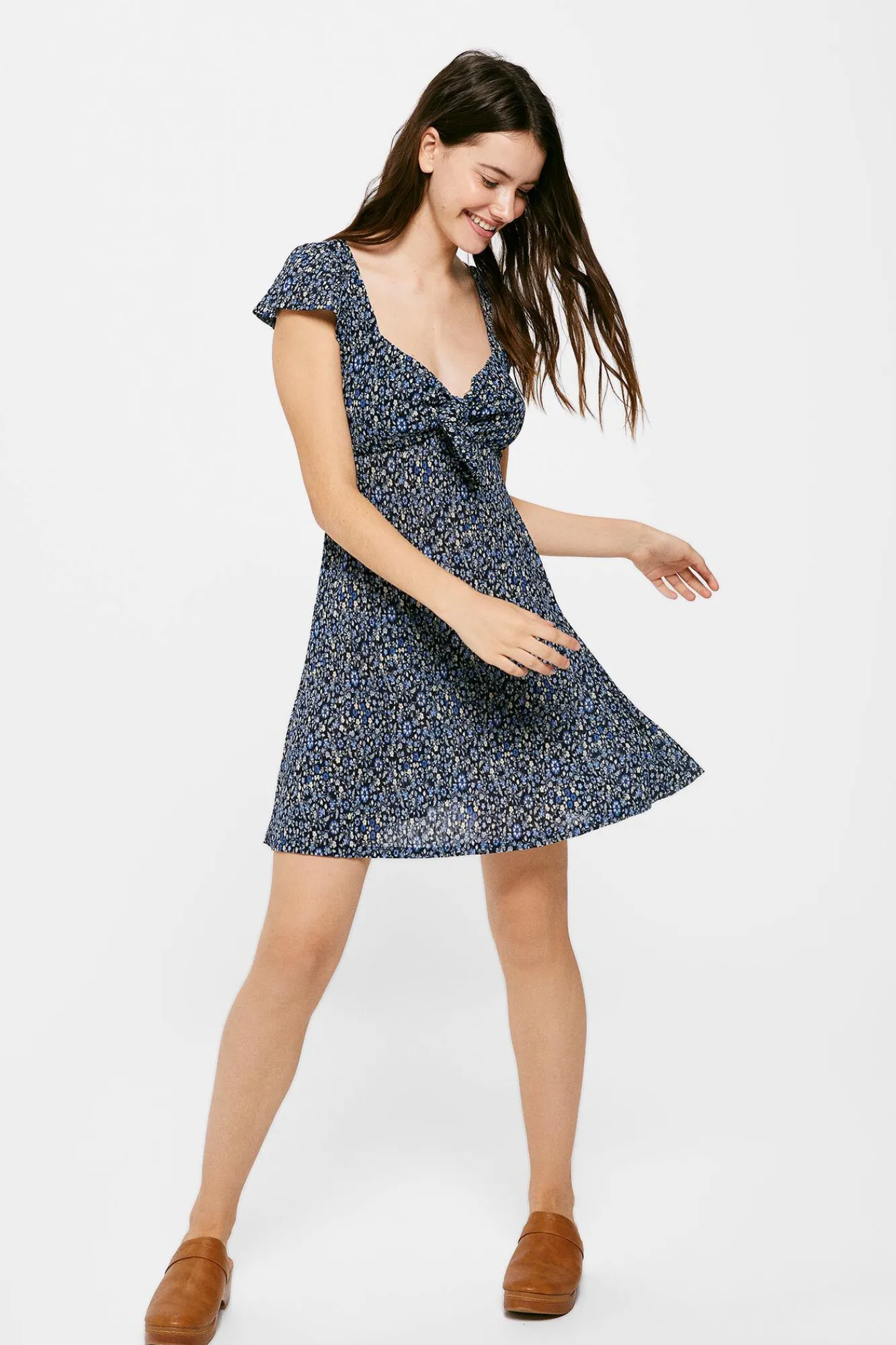 * Vestido Corto Nudo Escote Navy Sale