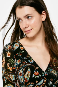 * Vestido Corto Paisley Negro Online