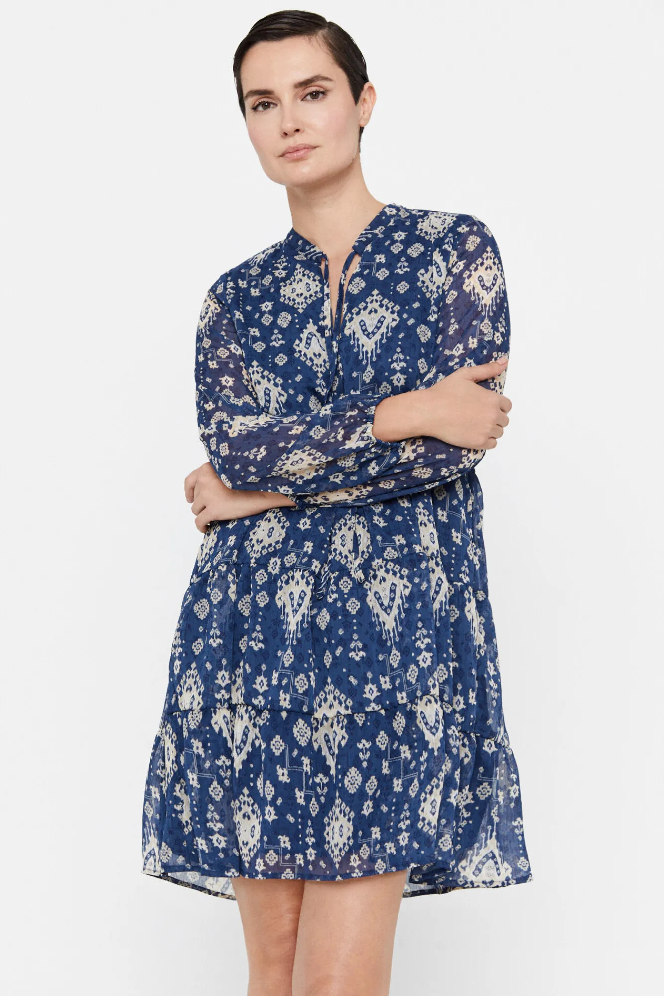 Cortefiel Vestido Corto Reciclado Estampado Azul Hot