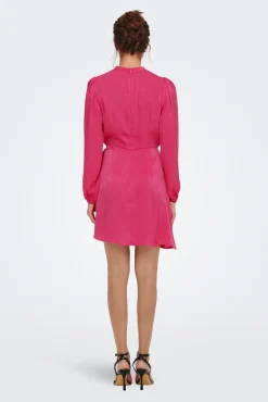 Only Vestido Corto Satinado Rosa Online