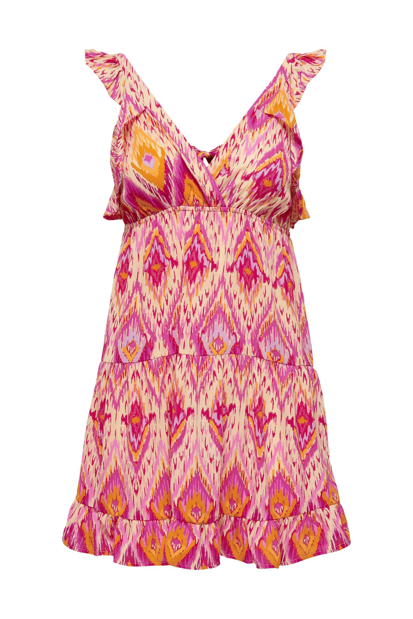 Only Vestido Corto Tirantes Con Volante Rosa Hot