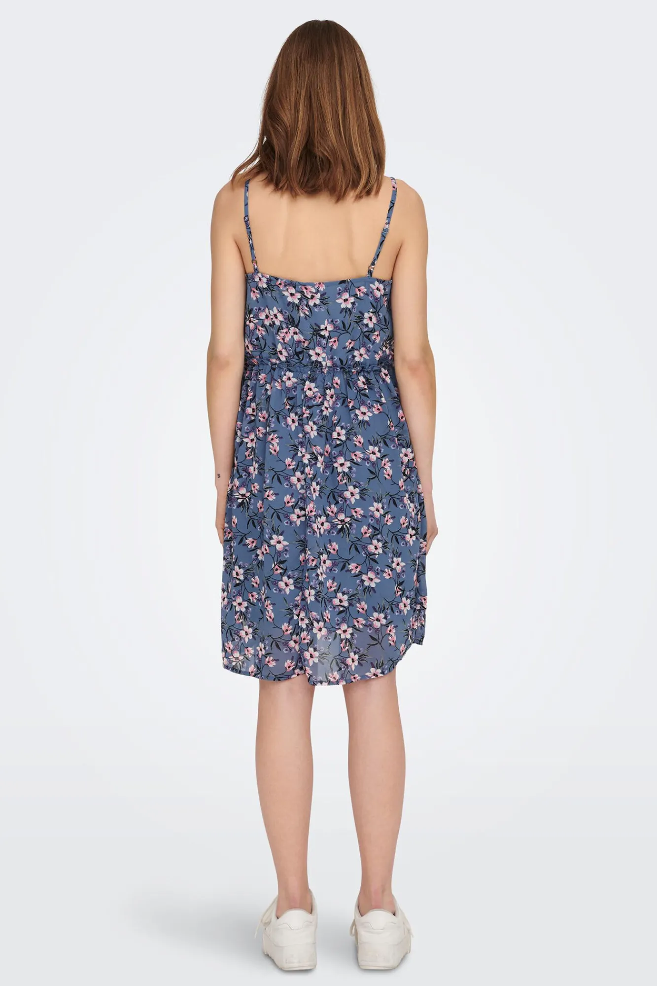 Only Vestido Corto Tirantes Fluido Azul Medio Discount