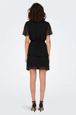 JDY Vestido Corto Volantes Negro Hot