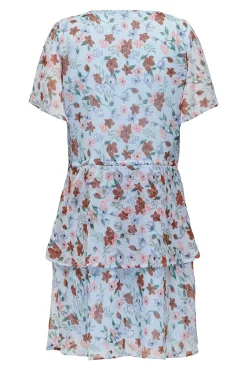 JDY Vestido Corto Volantes Verde Hot