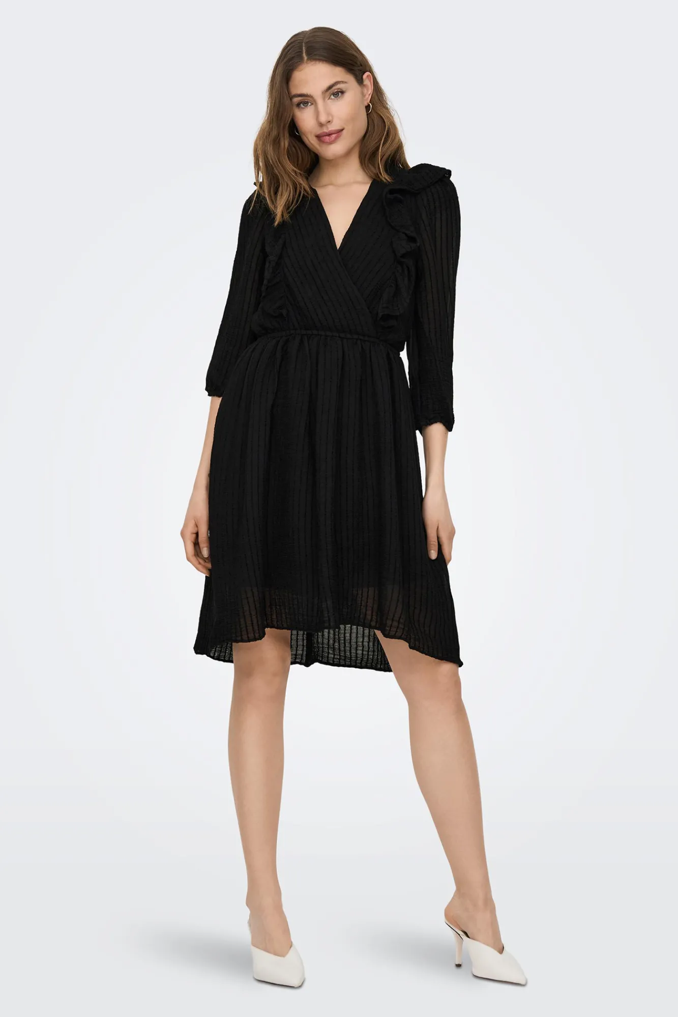 Only Vestido Corto Volantes Negro Sale
