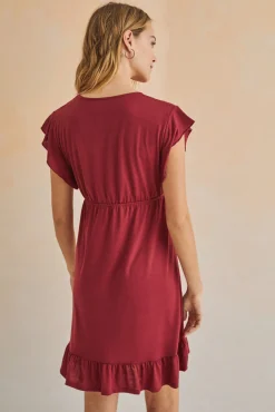 Women'secret Vestido Corto Volantes Granate Naranja Hot
