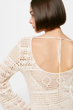 * Vestido Crochet Escote Espalda Marron