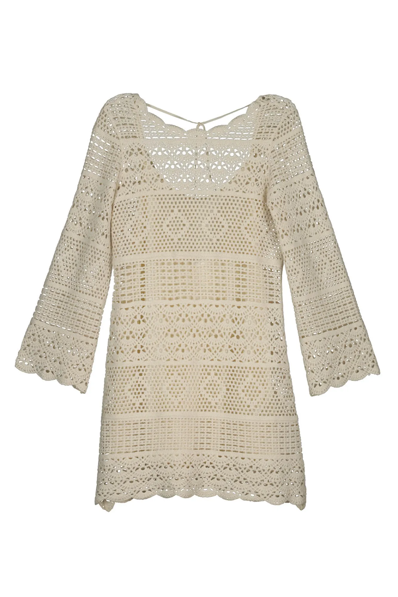 * Vestido Crochet Escote Espalda Marron