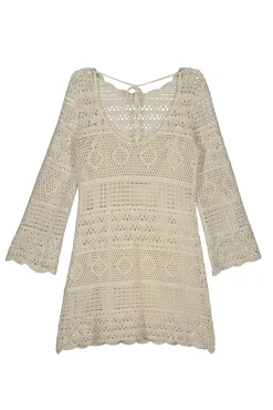 * Vestido Crochet Escote Espalda Marron