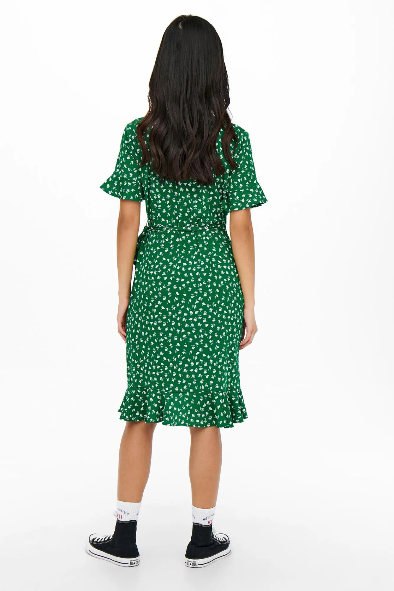 Only Vestido Cruzado Verde Sale