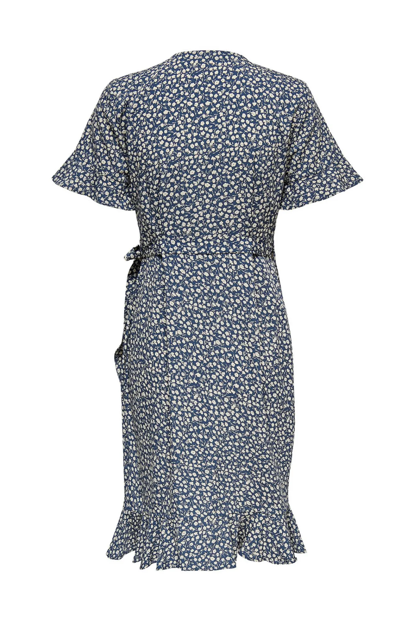Only Vestido Cruzado Azul Medio Clearance