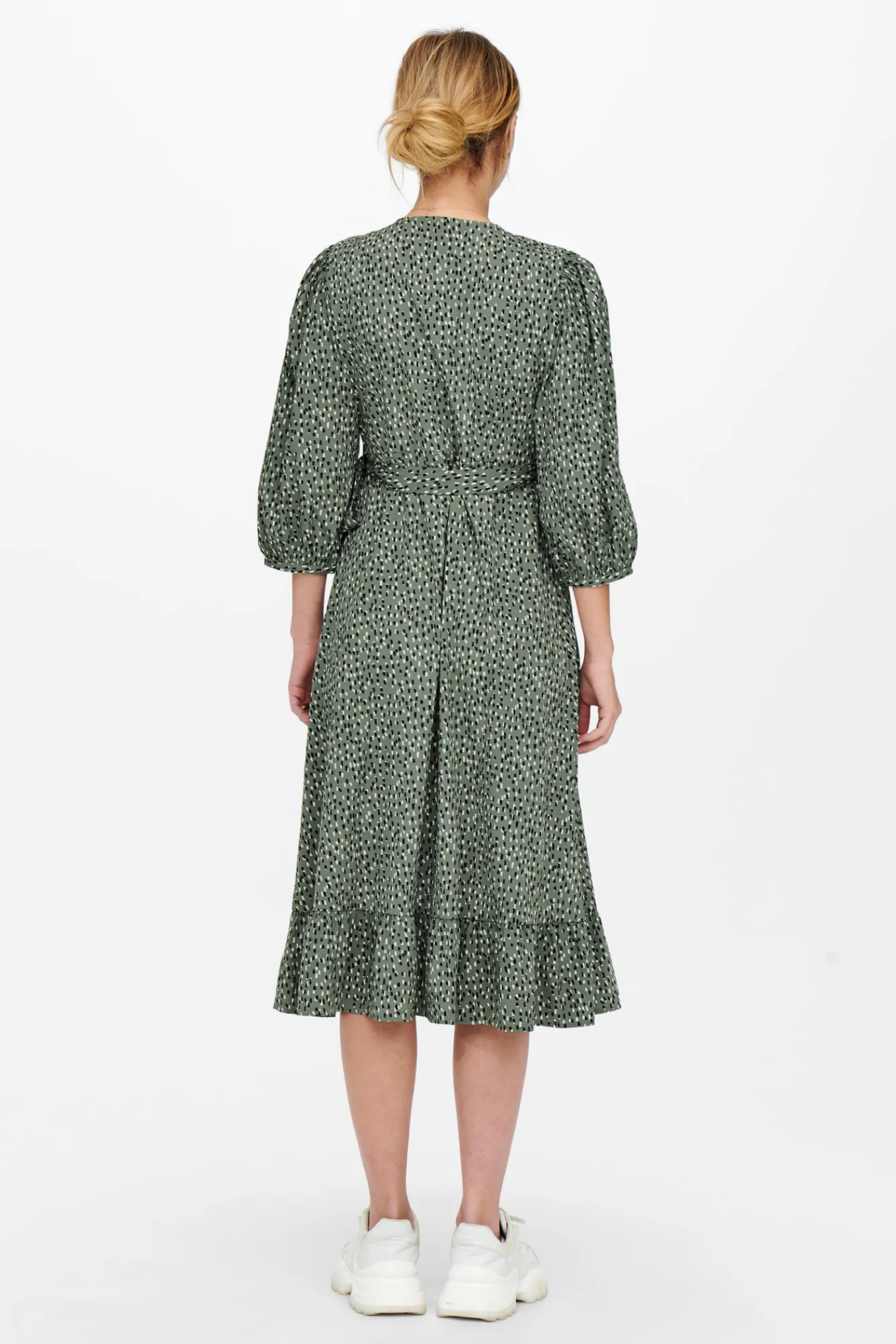 Only Vestido Cruzado Midi Verde Hot