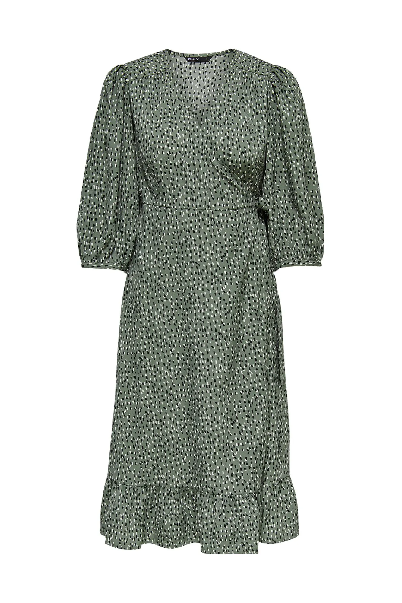 Only Vestido Cruzado Midi Verde Hot