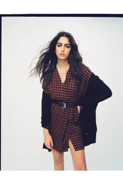 Slowlove Vestido Cuadros Marron Online
