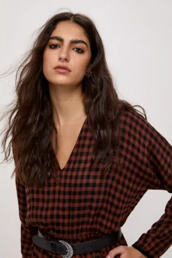 Slowlove Vestido Cuadros Marron Online