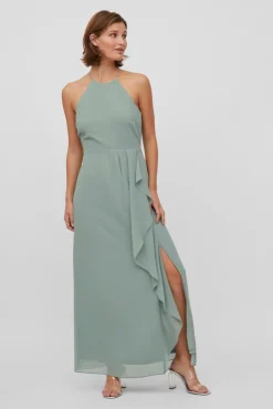 Vila Vestido Cuello Halter Verde Hot
