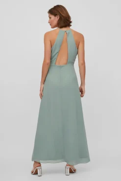 Vila Vestido Cuello Halter Verde Hot