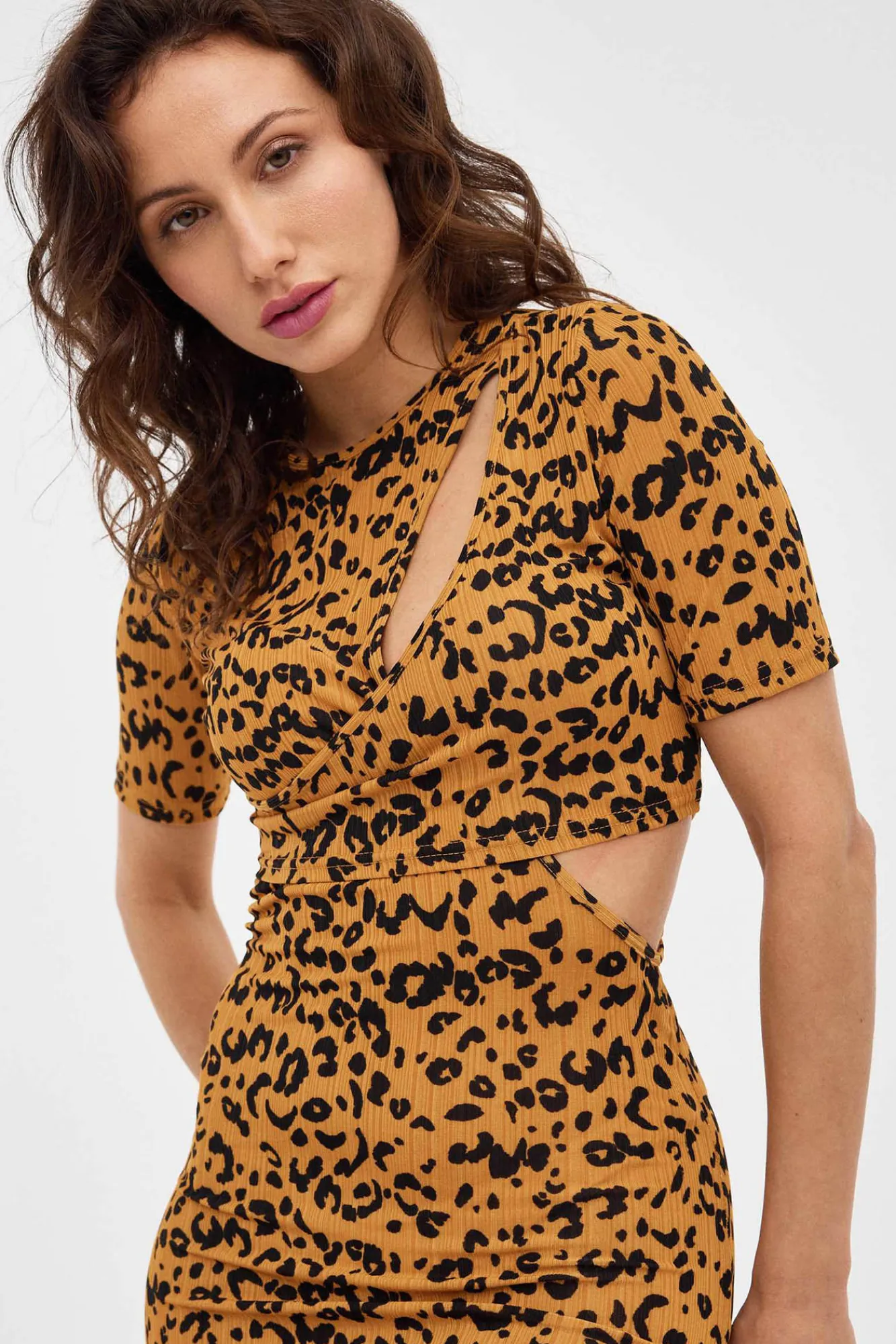 Inside Vestido Cut Out Estampado Marron Best