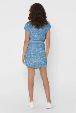 Only Vestido De Corte Holgado Azul Medio Discount