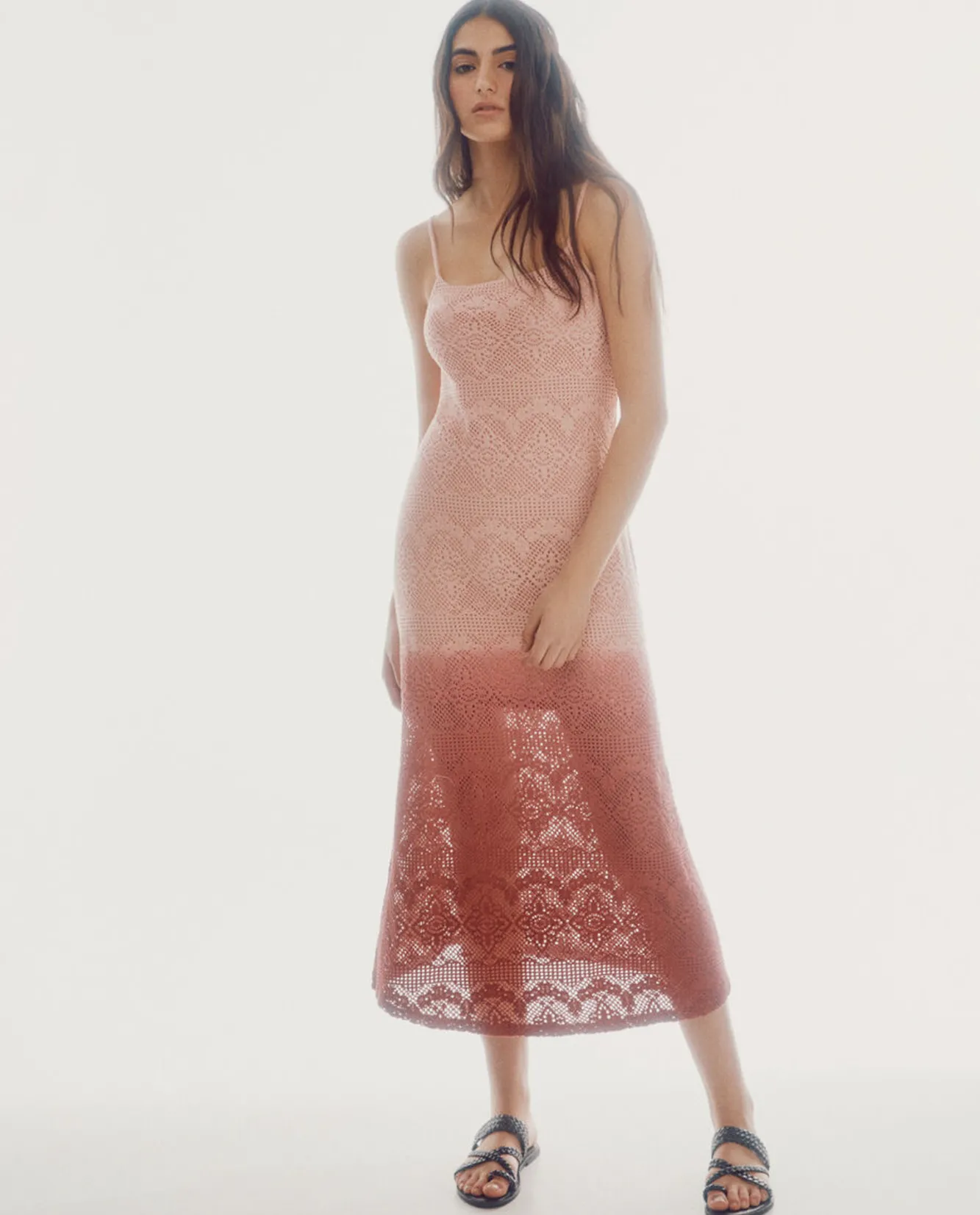 Cortefiel Vestido De Crochet De Punto Rosa Best