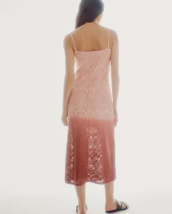 Cortefiel Vestido De Crochet De Punto Rosa Best
