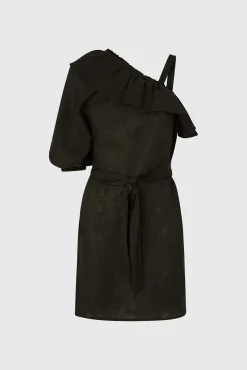 Pepe Jeans Vestido De Lino Asimetrico. Negro Hot
