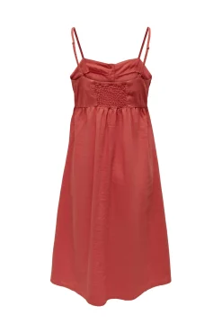 JDY Vestido De Lino Midi Rojo Hot