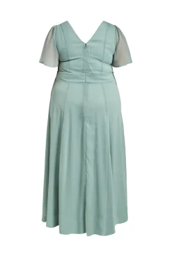 Evoked by Vila Vestido De Manga Mariposa Verde New