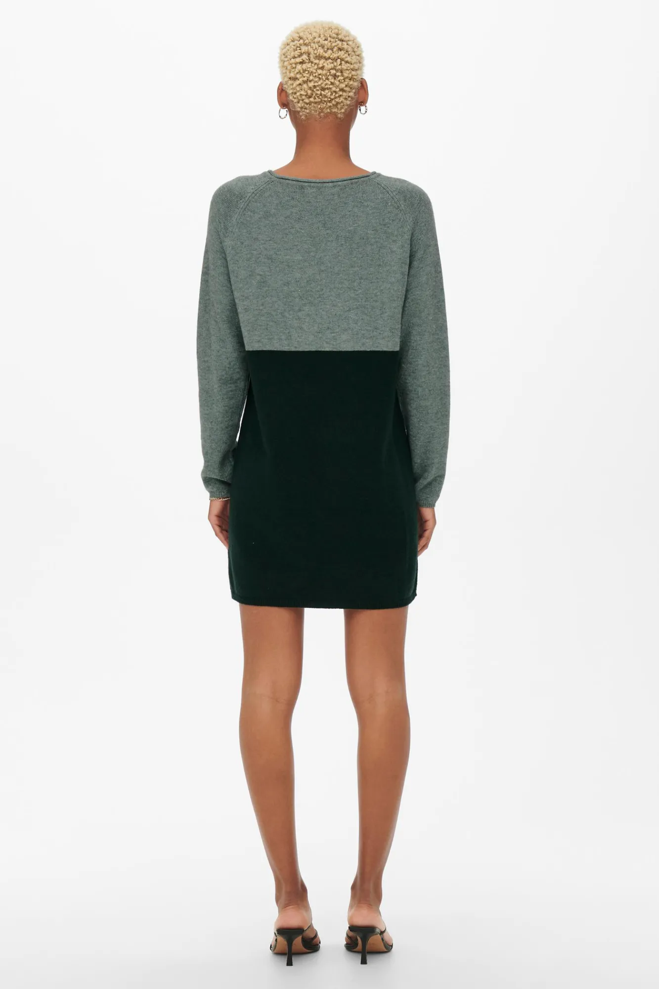 Only Vestido De Punto Color Block Verde New