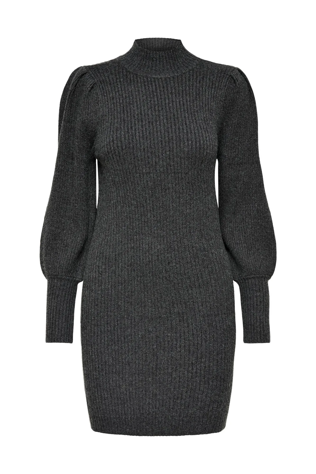 Only Vestido De Punto Con Cuello Subido Gris Medio Online
