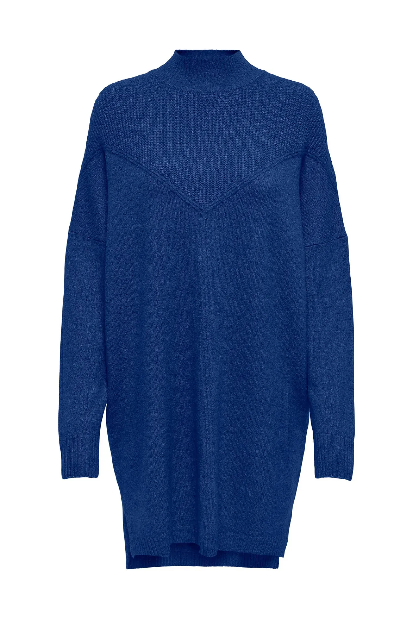 Only Vestido De Punto Cuello Perkins Azul Medio