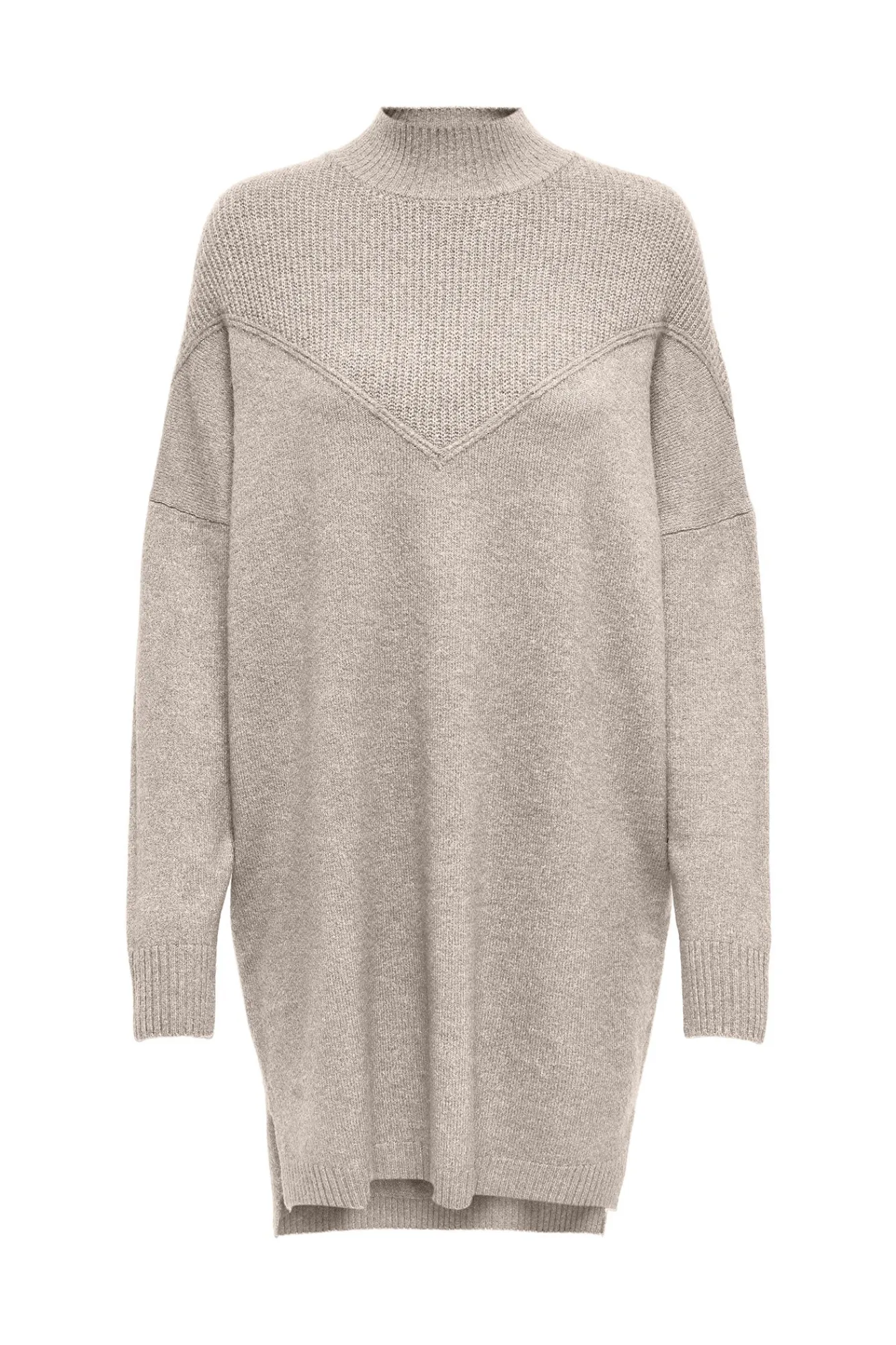 Only Vestido De Punto Cuello Perkins Beige Medio