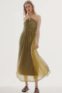 Slowlove Vestido De Punto Halter Turquesa Discount