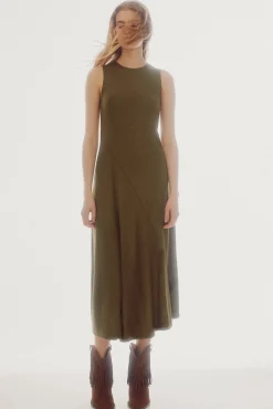 Slowlove Vestido De Punto Midi Kaki Clearance