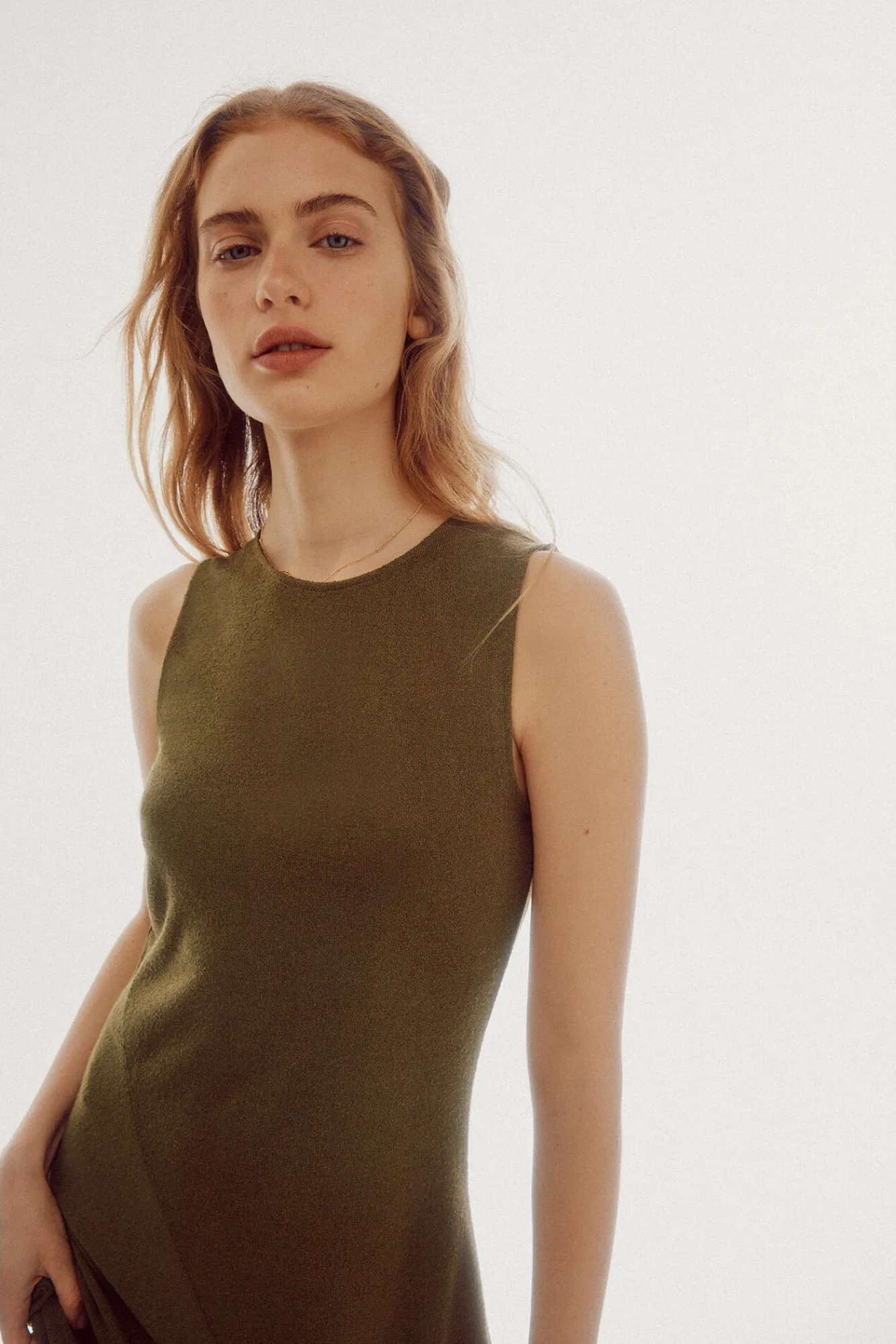 Slowlove Vestido De Punto Midi Kaki Clearance