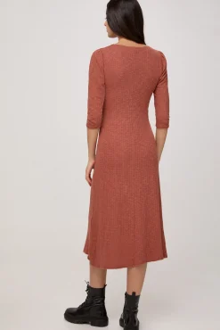 Slowlove Vestido De Punto Midi Naranja New