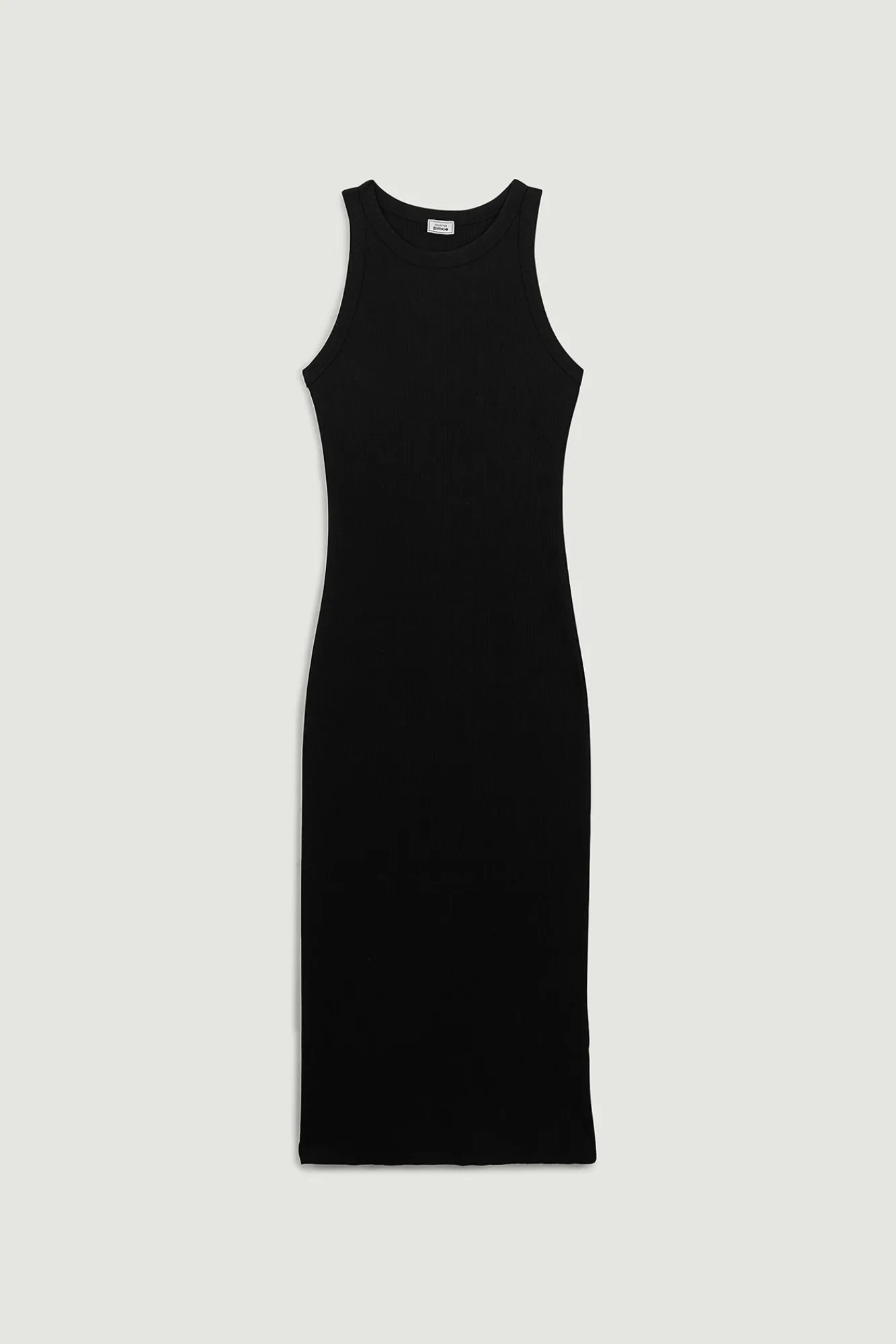 Pimkie Vestido De Tirantes De Punto Acanalado Negro New