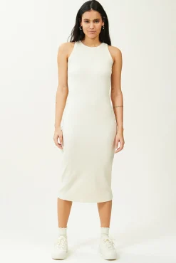 Pimkie Vestido De Tirantes De Punto Acanalado Blanco Clearance