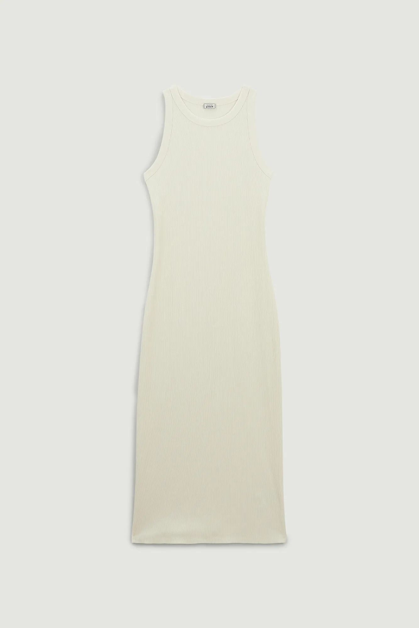 Pimkie Vestido De Tirantes De Punto Acanalado Blanco Clearance