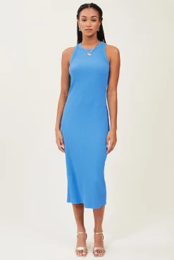 Pimkie Vestido De Tirantes De Punto Acanalado Azul Indigo Outlet
