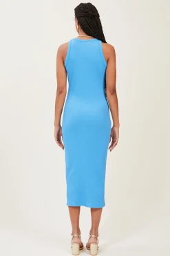 Pimkie Vestido De Tirantes De Punto Acanalado Azul Indigo Outlet