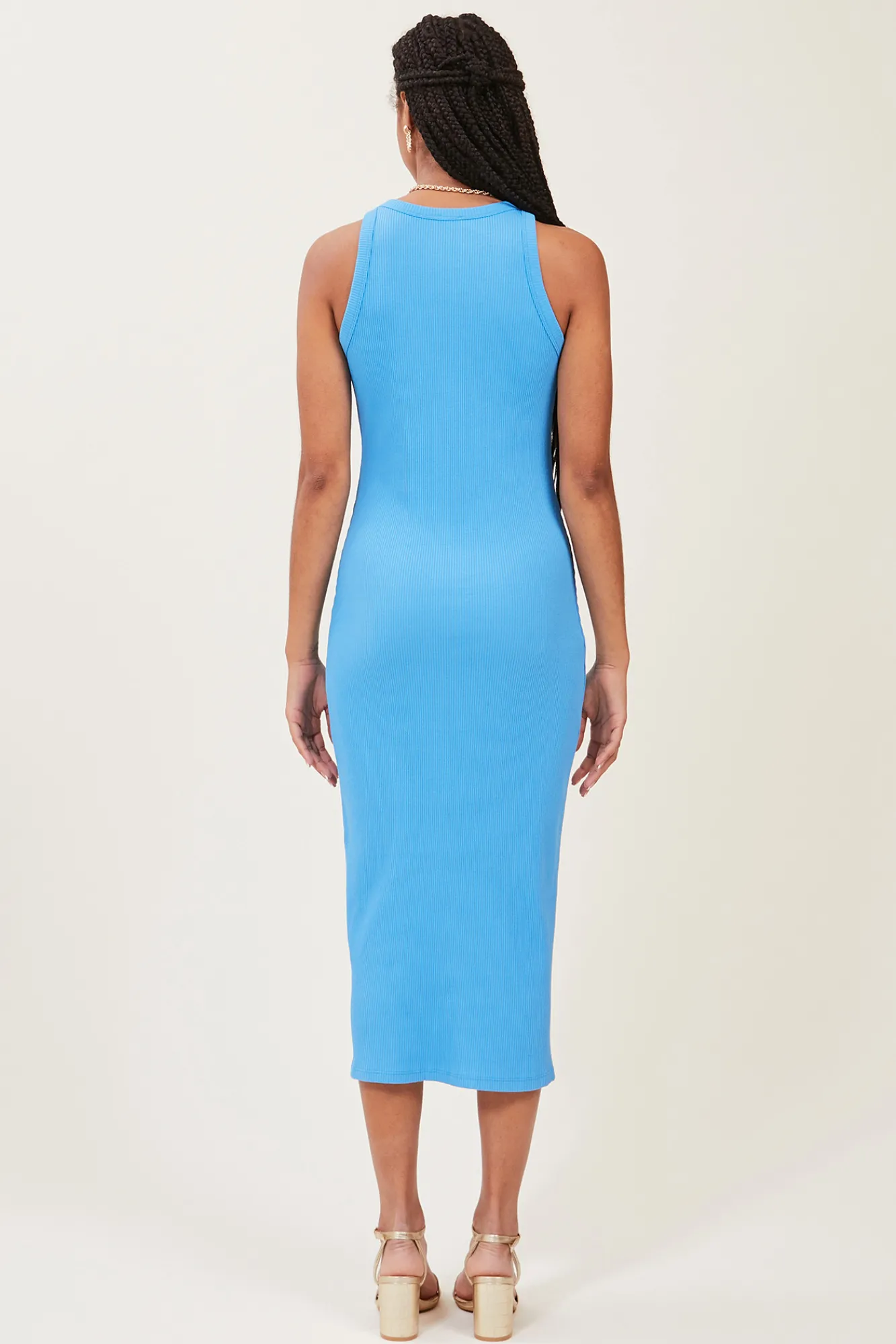 Pimkie Vestido De Tirantes De Punto Acanalado Azul Indigo Outlet