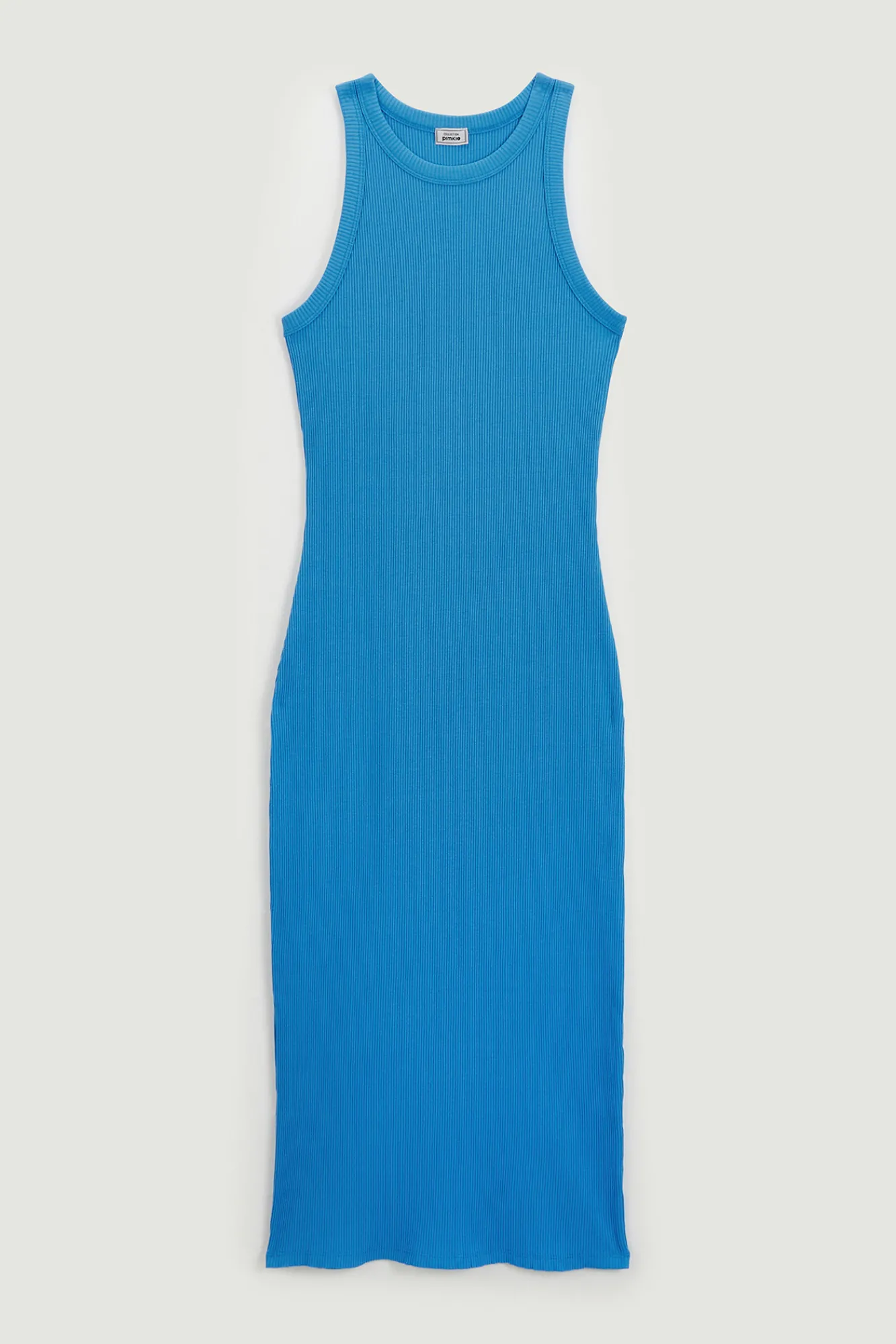 Pimkie Vestido De Tirantes De Punto Acanalado Azul Indigo Outlet